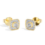 Cushion Studs Round Lab Grown Diamond Cushion Concentric Pave Beaded