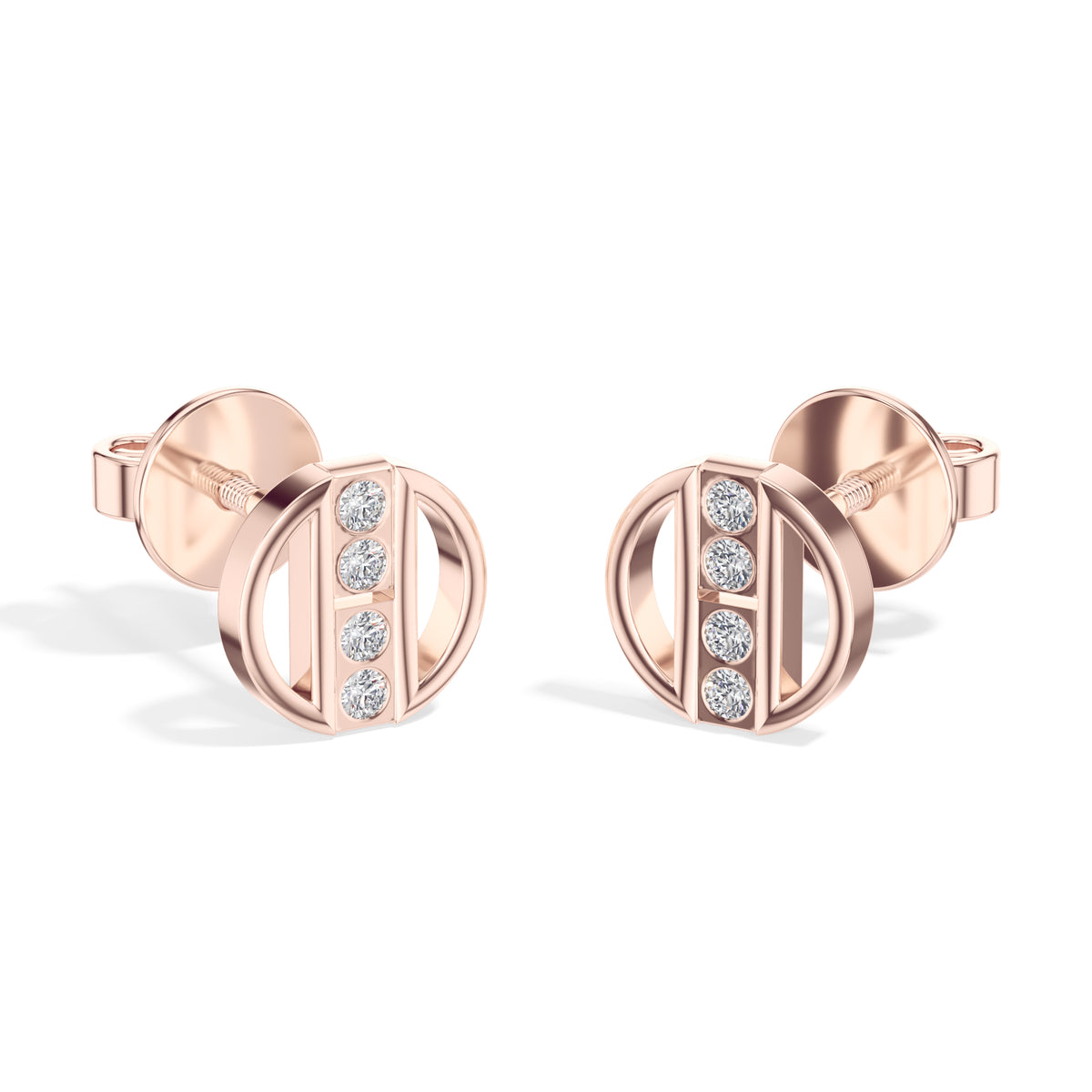 Orbit Studs Round Lab Grown Diamond Geometric Circle Pave