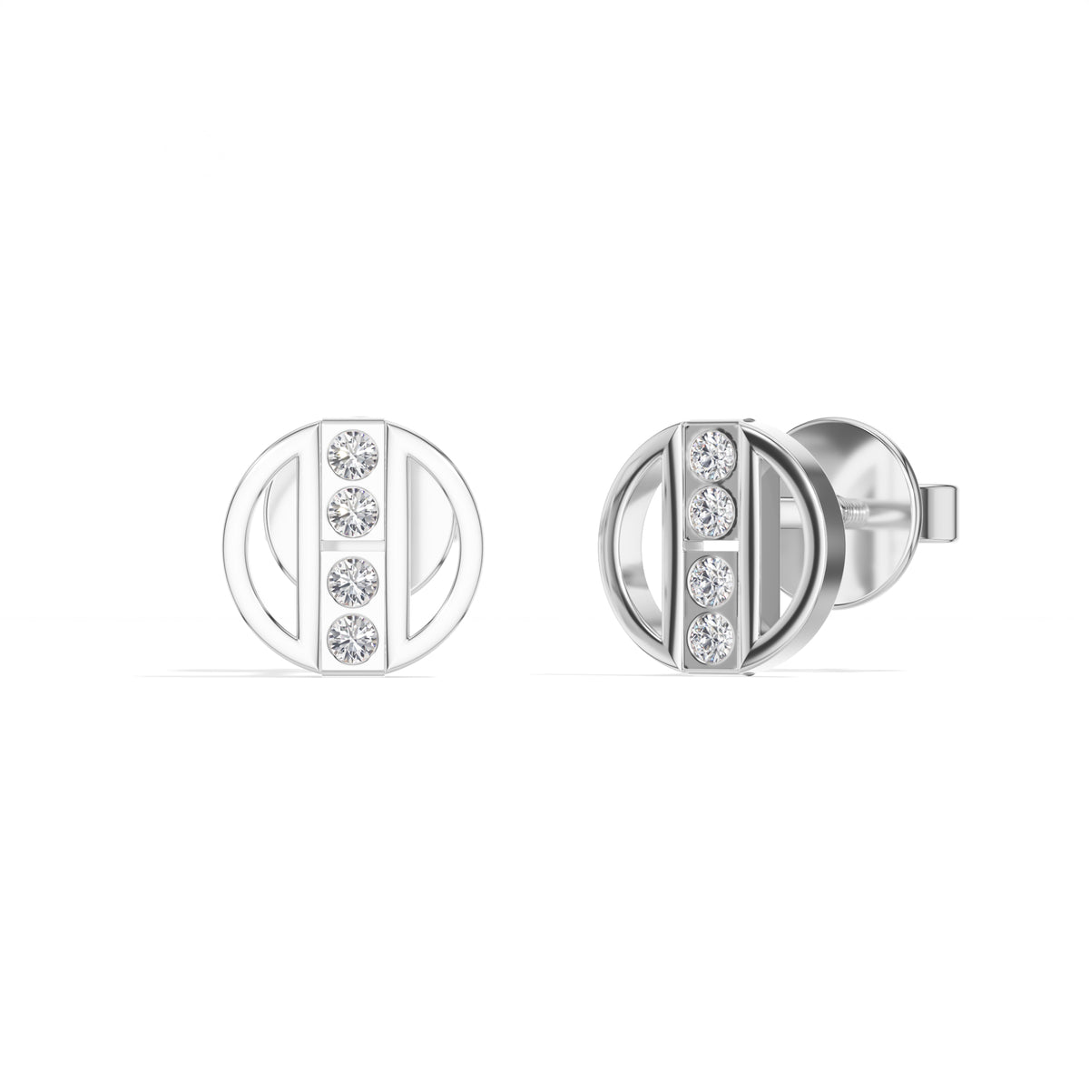 Orbit Studs Round Lab Grown Diamond Geometric Circle Pave