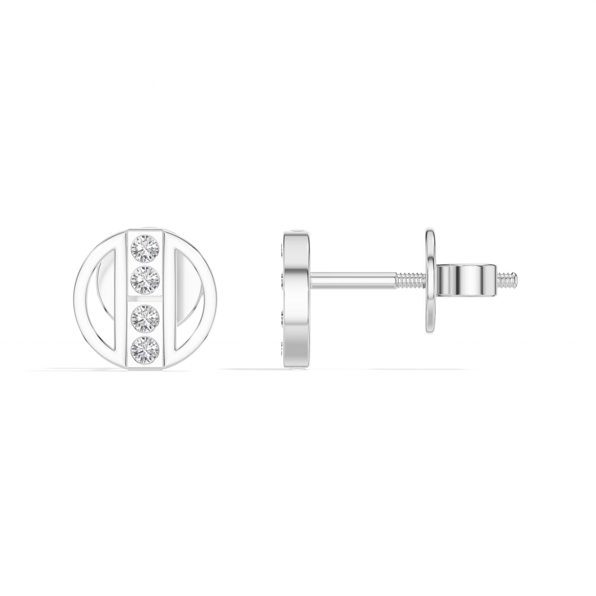 Orbit Studs Round Lab Grown Diamond Geometric Circle Pave