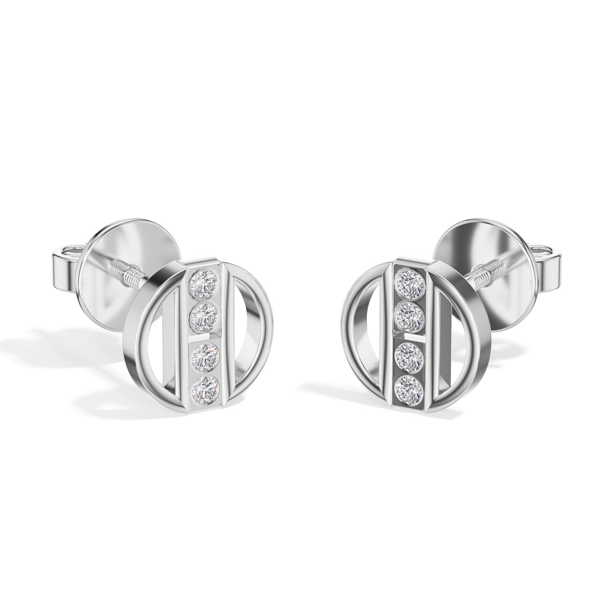 Orbit Studs Round Lab Grown Diamond Geometric Circle Pave