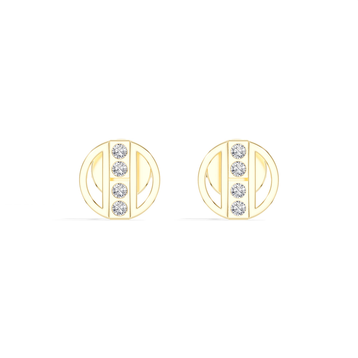 Orbit Studs Round Lab Grown Diamond Geometric Circle Pave