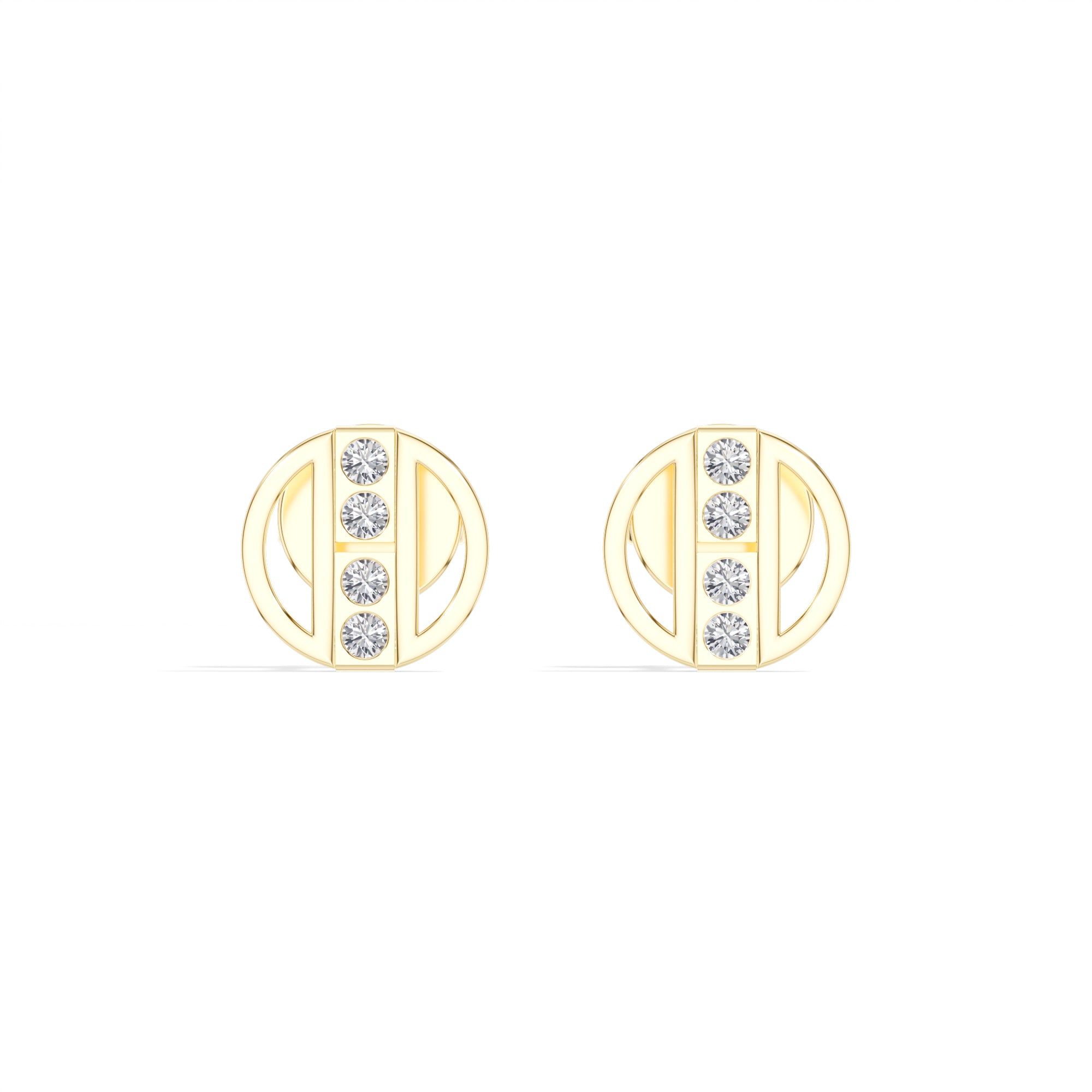 Orbit Studs Round Lab Grown Diamond Geometric Circle Pave