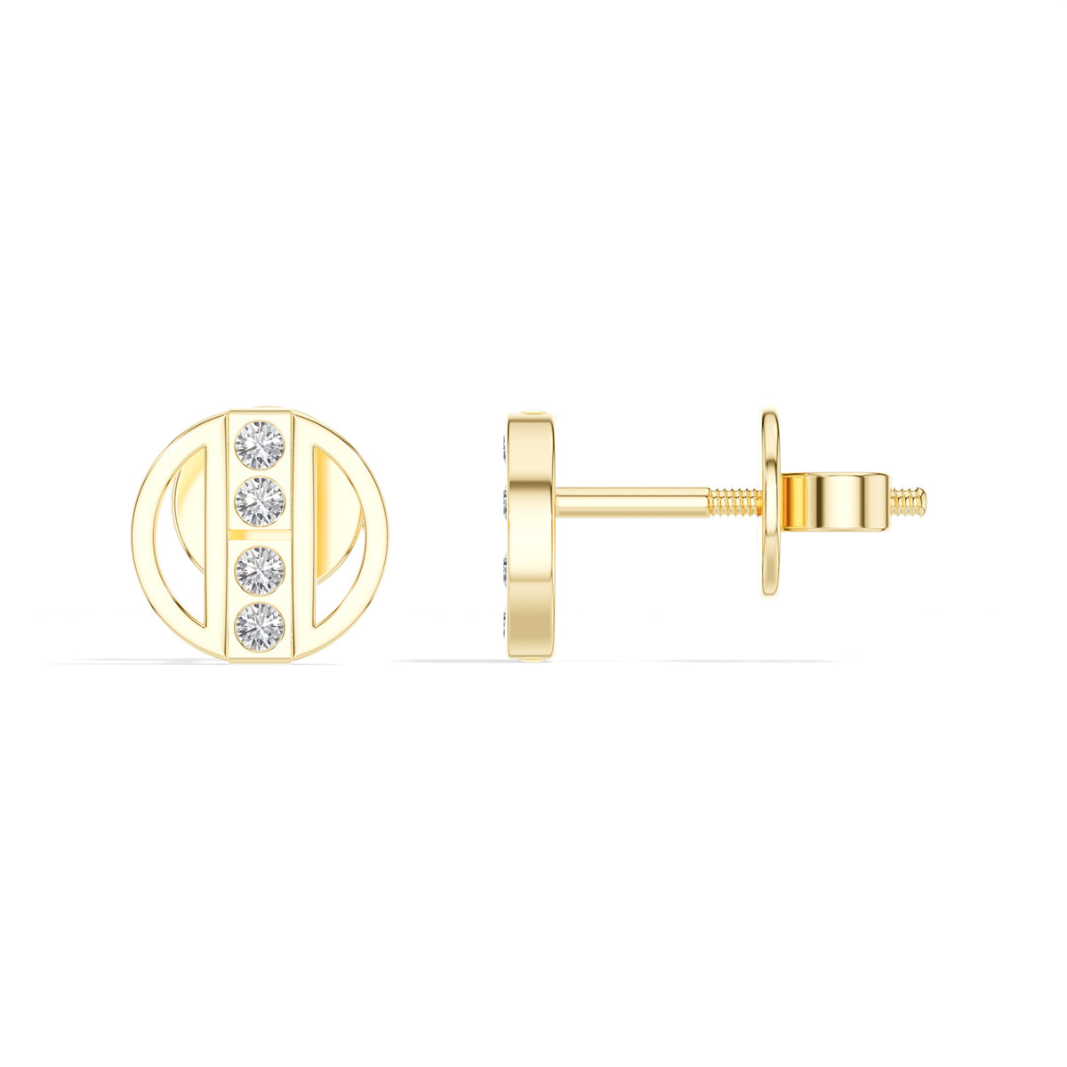 Orbit Studs Round Lab Grown Diamond Geometric Circle Pave