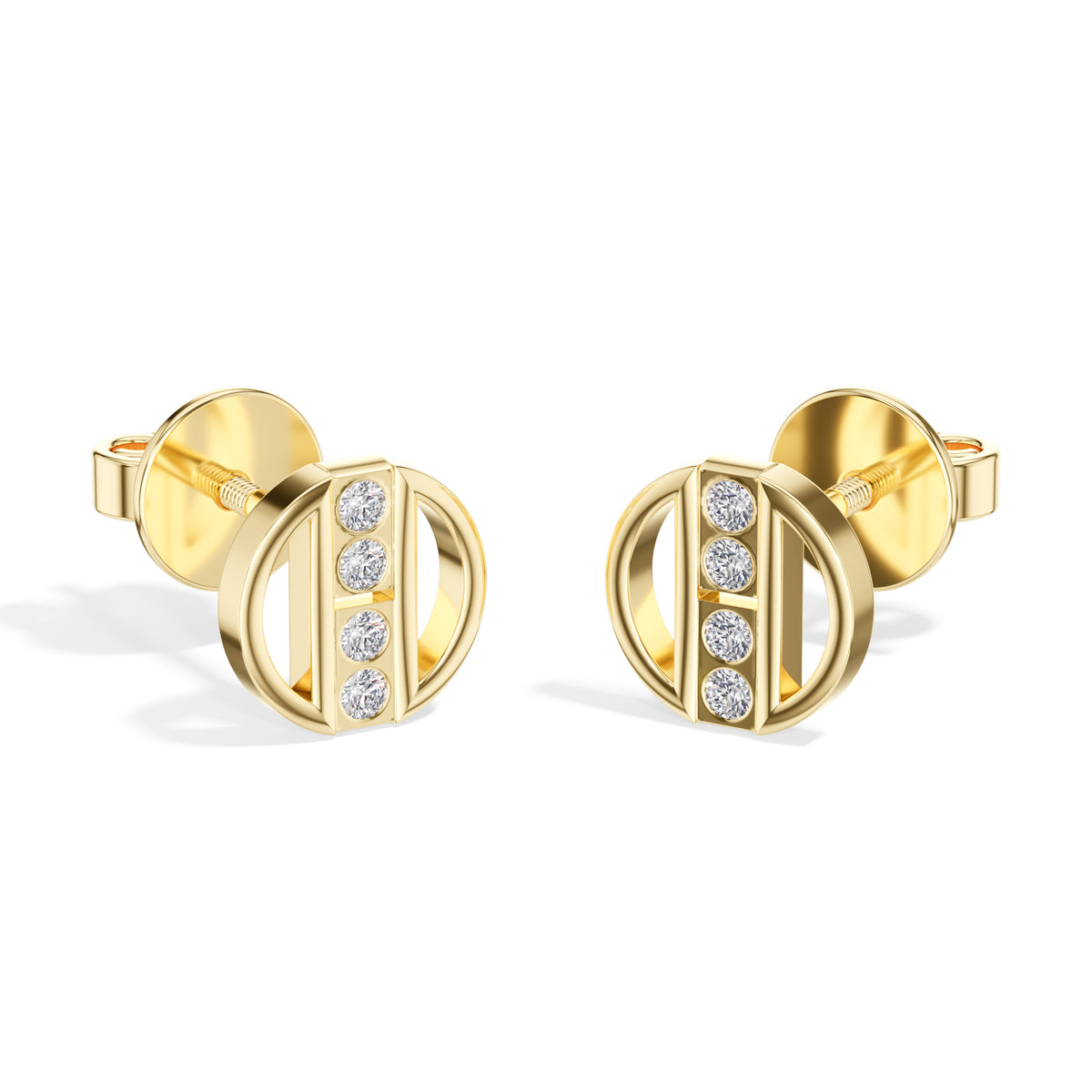 Orbit Studs Round Lab Grown Diamond Geometric Circle Pave