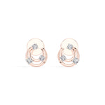 Crescent Studs Round Lab Grown Diamond Open Hoop Arc