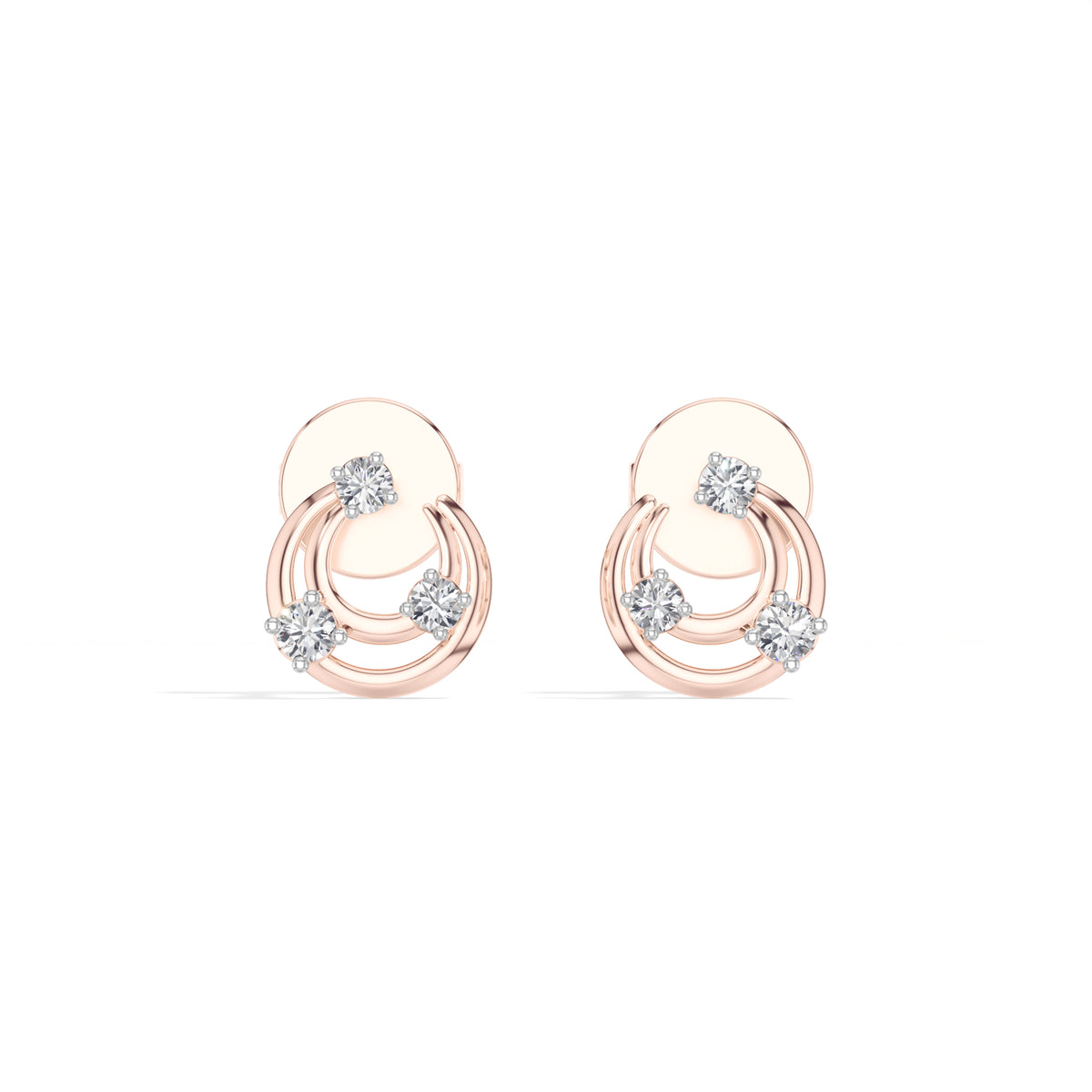 Crescent Studs Round Lab Grown Diamond Open Hoop Arc