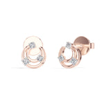 Crescent Studs Round Lab Grown Diamond Open Hoop Arc