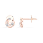 Crescent Studs Round Lab Grown Diamond Open Hoop Arc