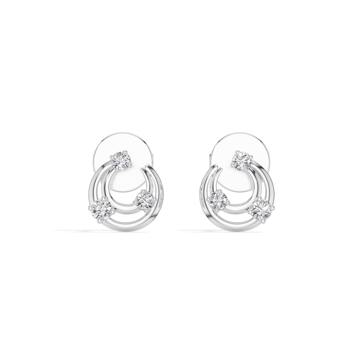 Crescent Studs Round Lab Grown Diamond Open Hoop Arc