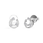 Crescent Studs Round Lab Grown Diamond Open Hoop Arc