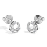 Crescent Studs Round Lab Grown Diamond Open Hoop Arc