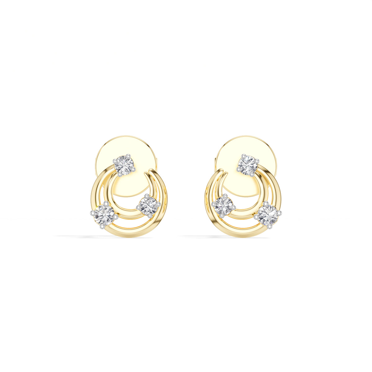 Crescent Studs Round Lab Grown Diamond Open Hoop Arc