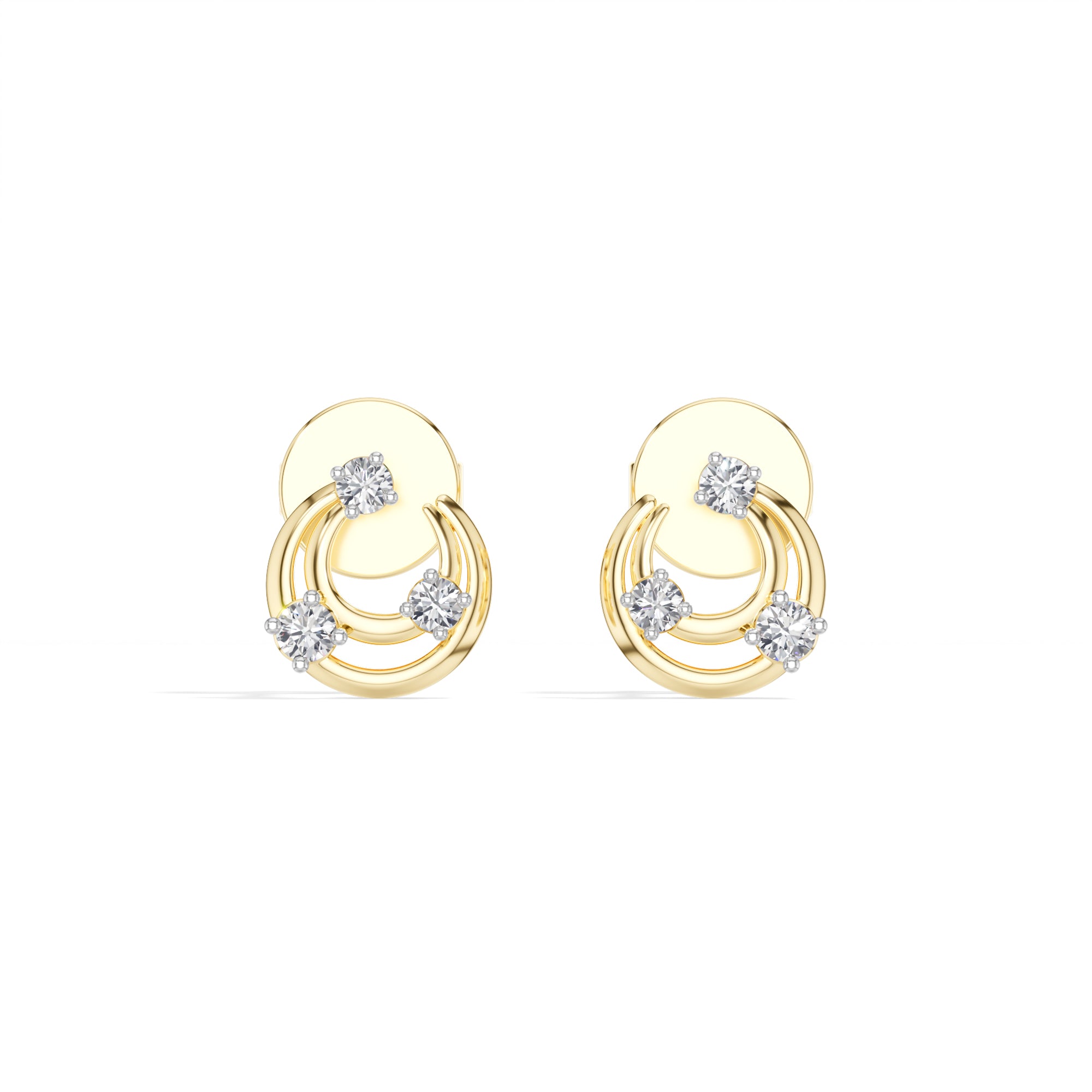 Crescent Studs Round Lab Grown Diamond Open Hoop Arc