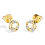 Crescent Studs Round Lab Grown Diamond Open Hoop Arc