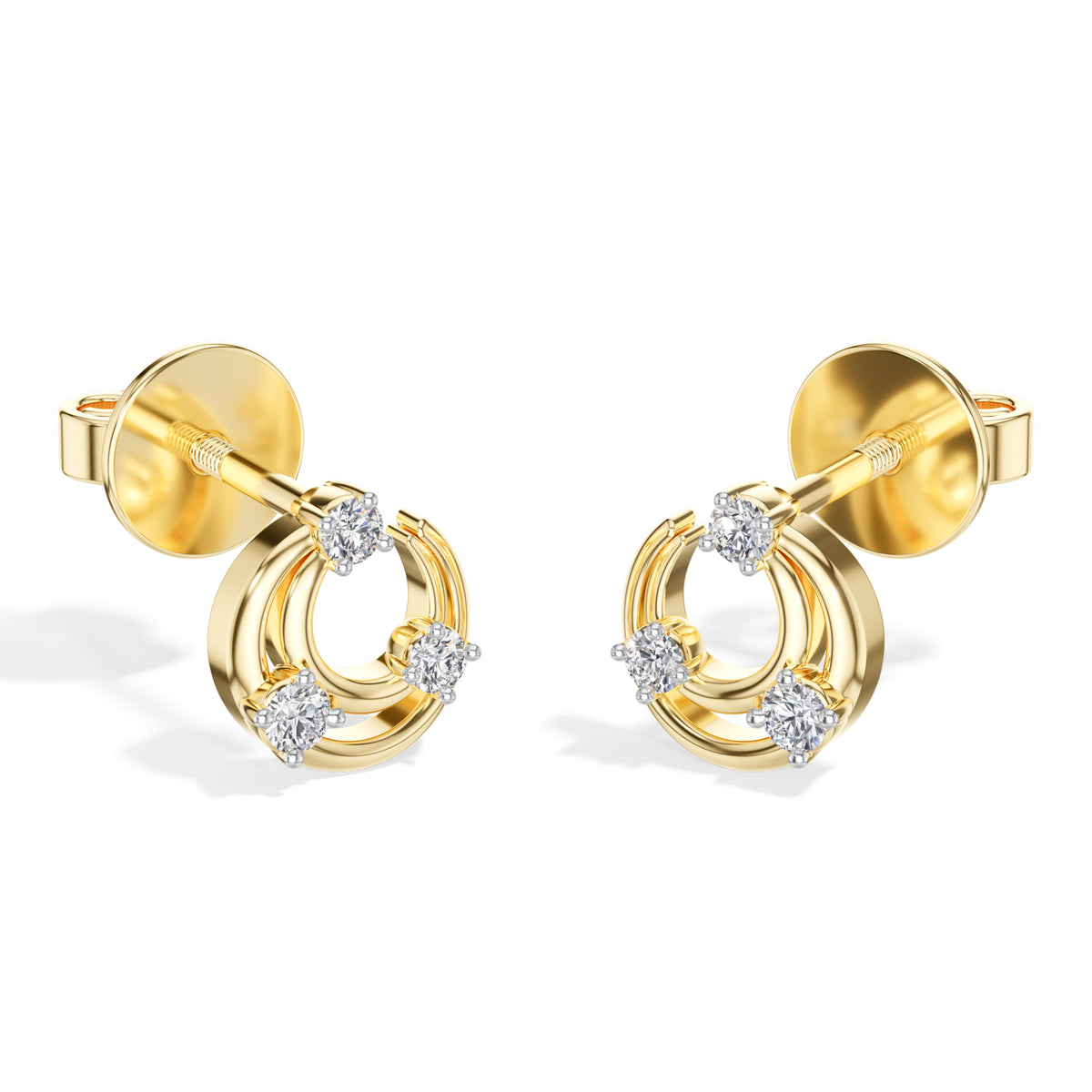 Crescent Studs Round Lab Grown Diamond Open Hoop Arc