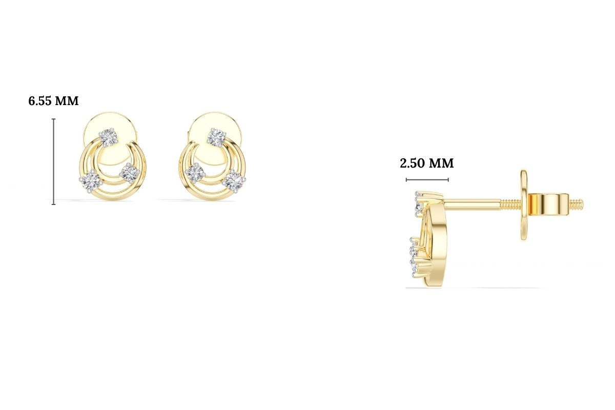 Crescent Studs Round Lab Grown Diamond Open Hoop Arc