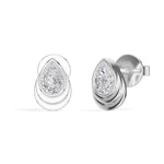 Cascade Studs Pear Lab Grown Diamond Tiered Halo Solitaire