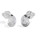 Cascade Studs Pear Lab Grown Diamond Tiered Halo Solitaire