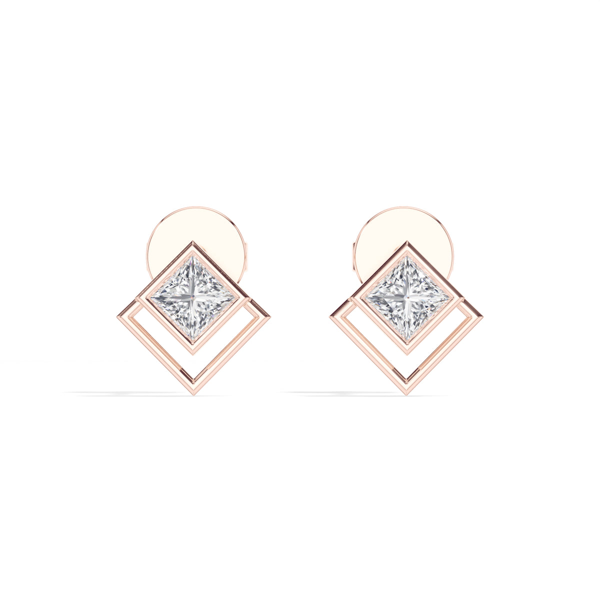 Vega Studs Princess Lab Grown Diamond Double Frame