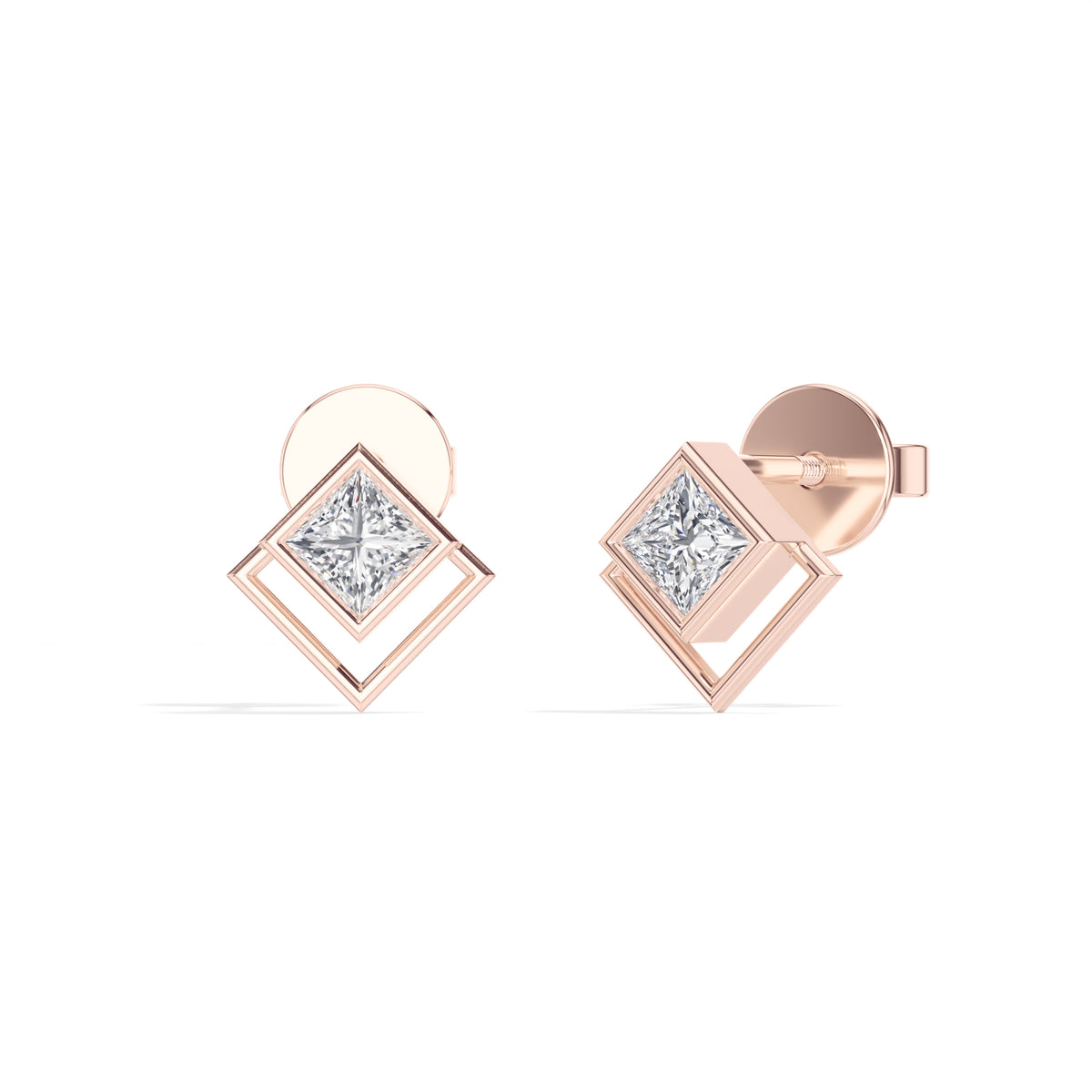 Vega Studs Princess Lab Grown Diamond Double Frame