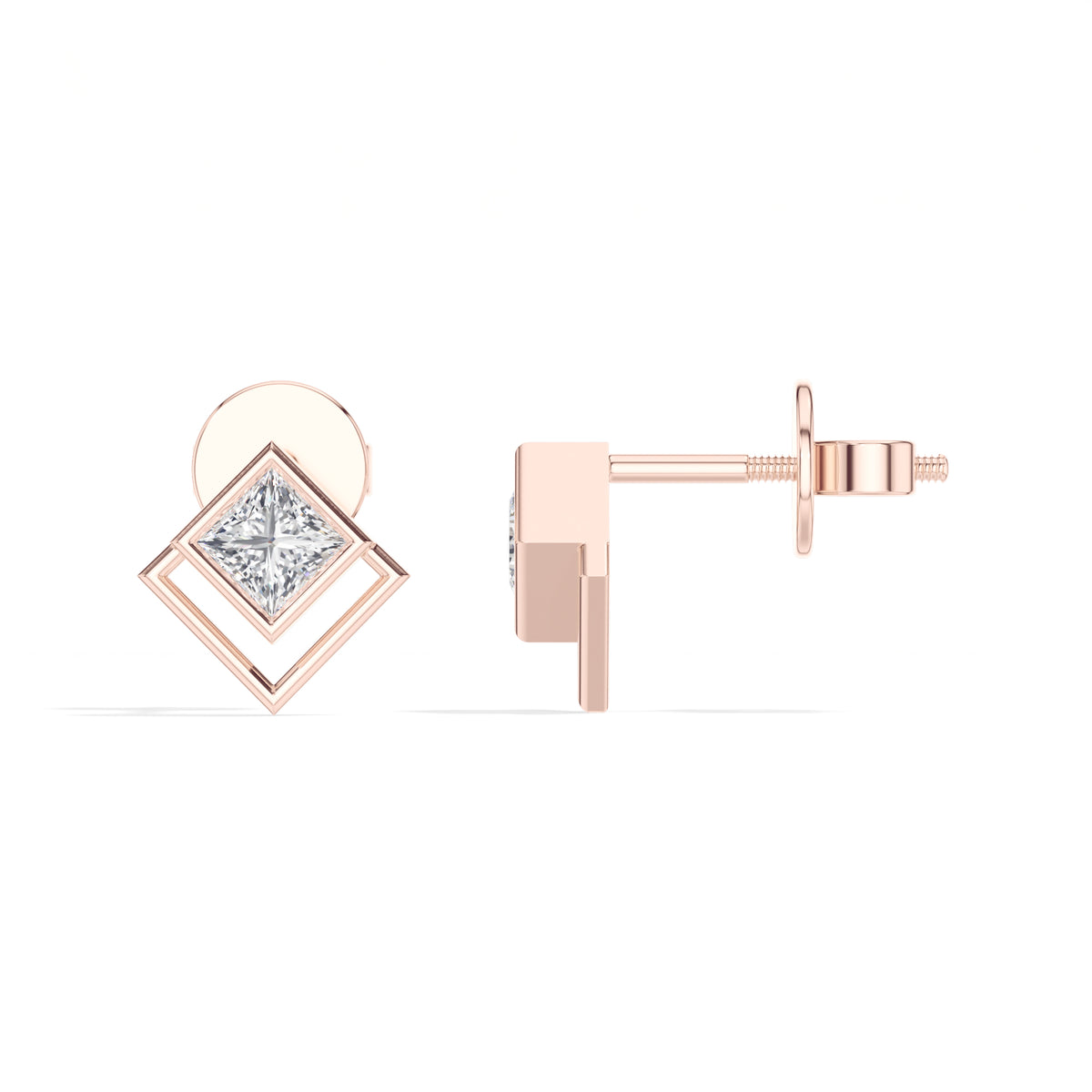 Vega Studs Princess Lab Grown Diamond Double Frame