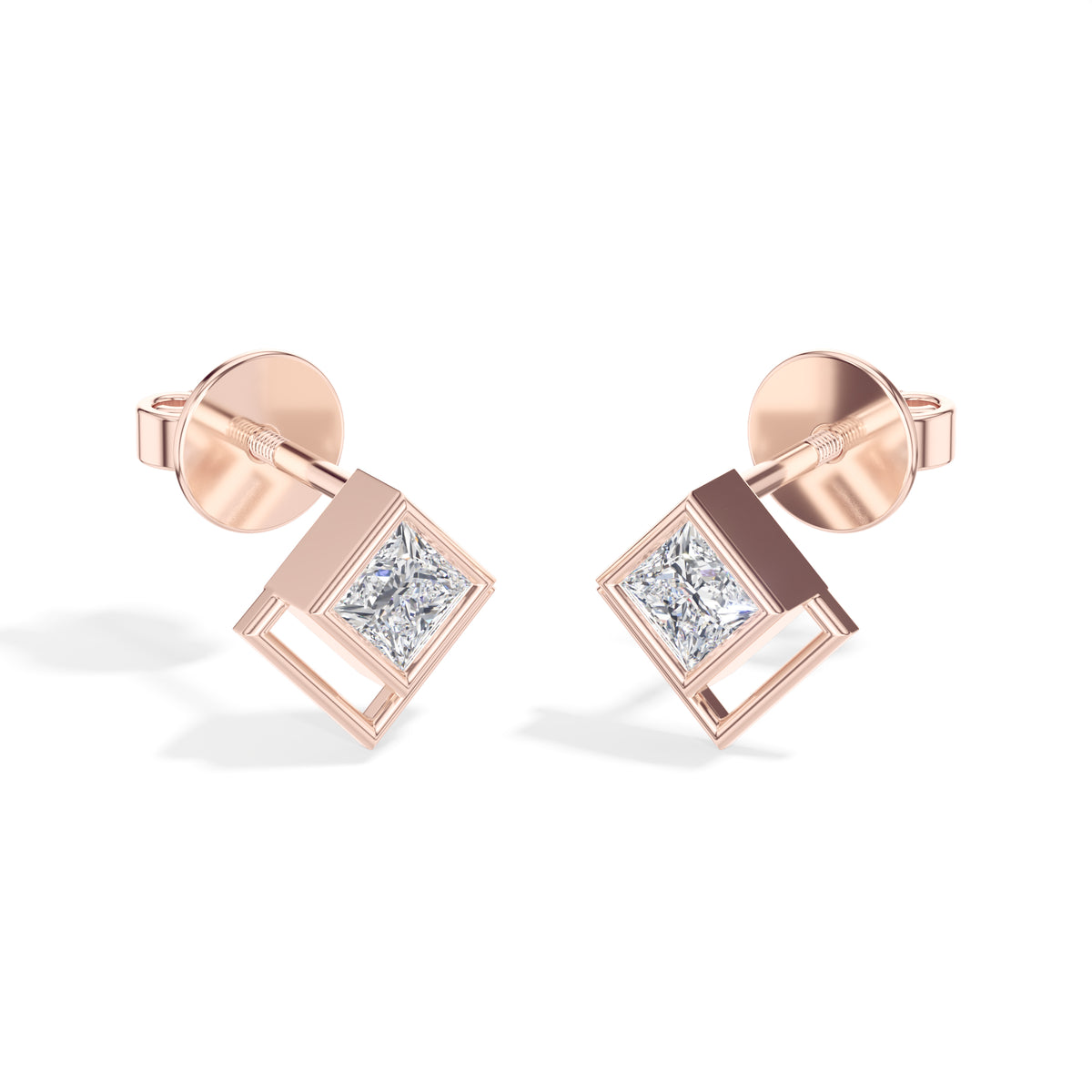 Vega Studs Princess Lab Grown Diamond Double Frame