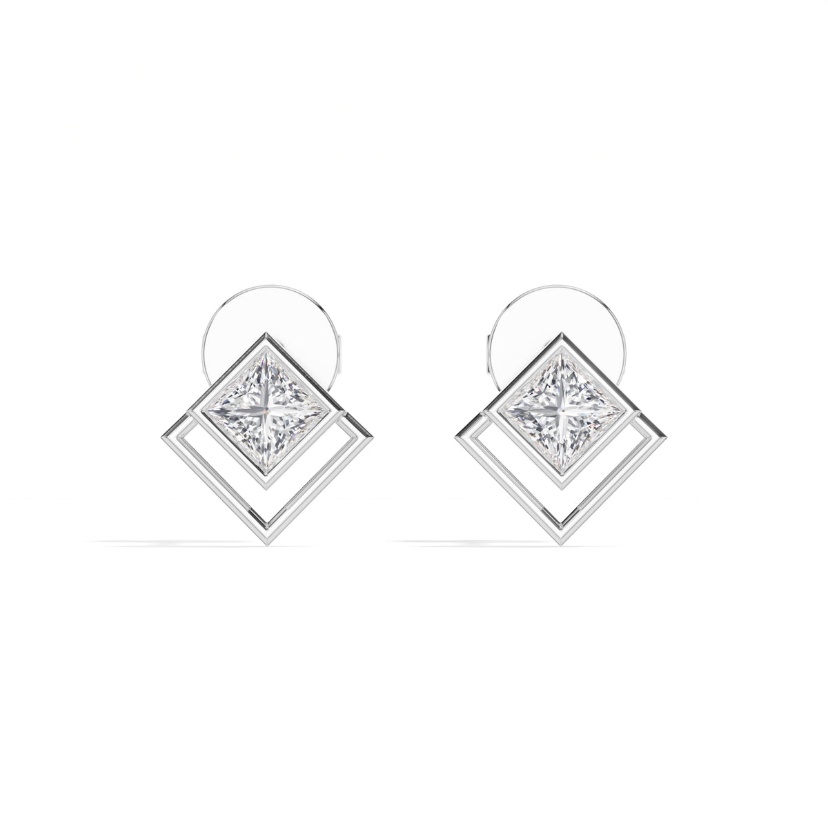 Vega Studs Princess Lab Grown Diamond Double Frame