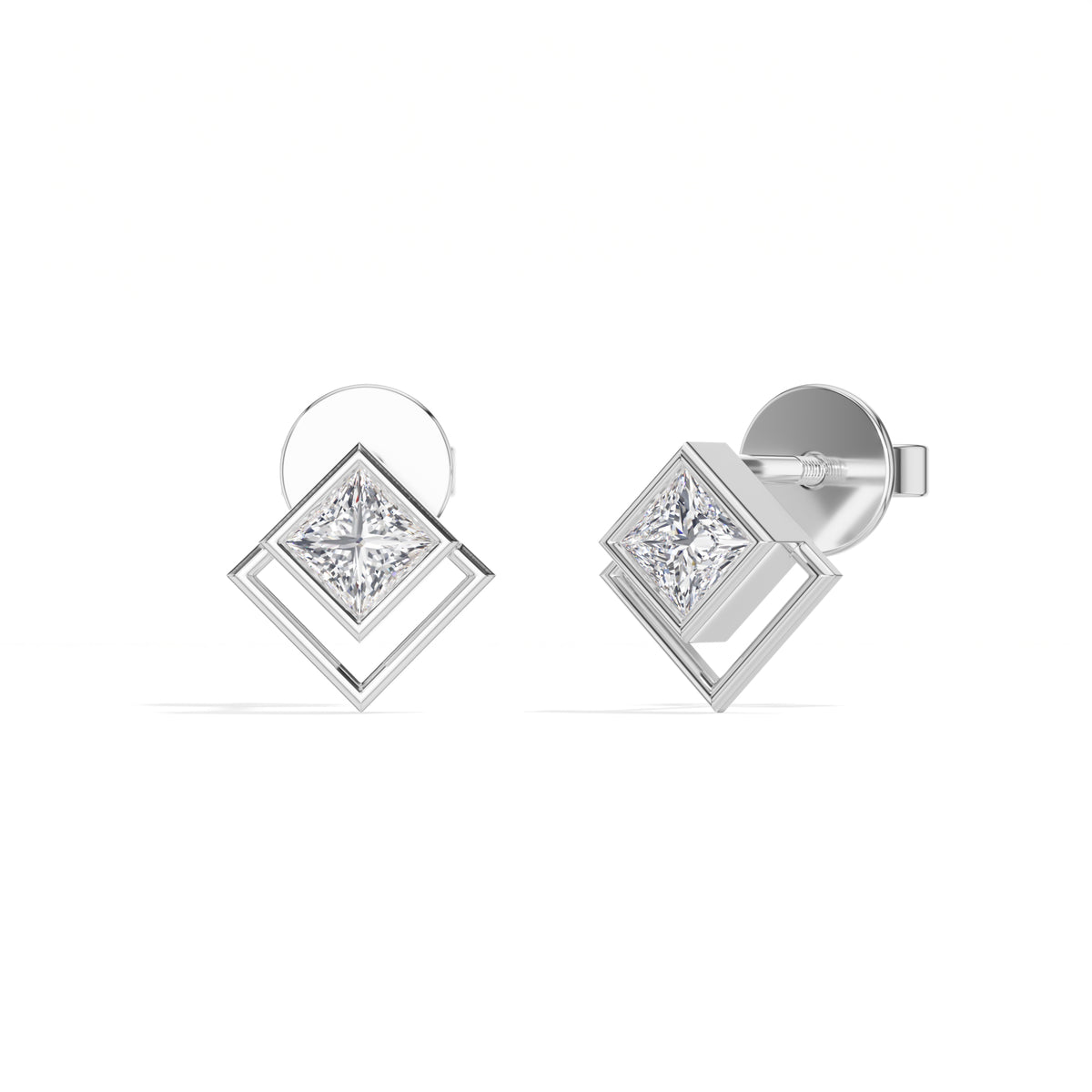 Vega Studs Princess Lab Grown Diamond Double Frame