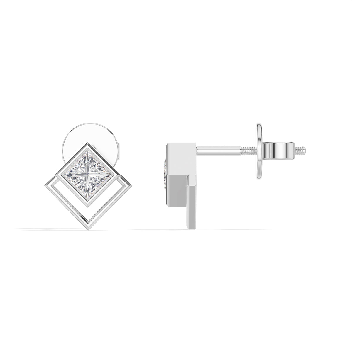 Vega Studs Princess Lab Grown Diamond Double Frame