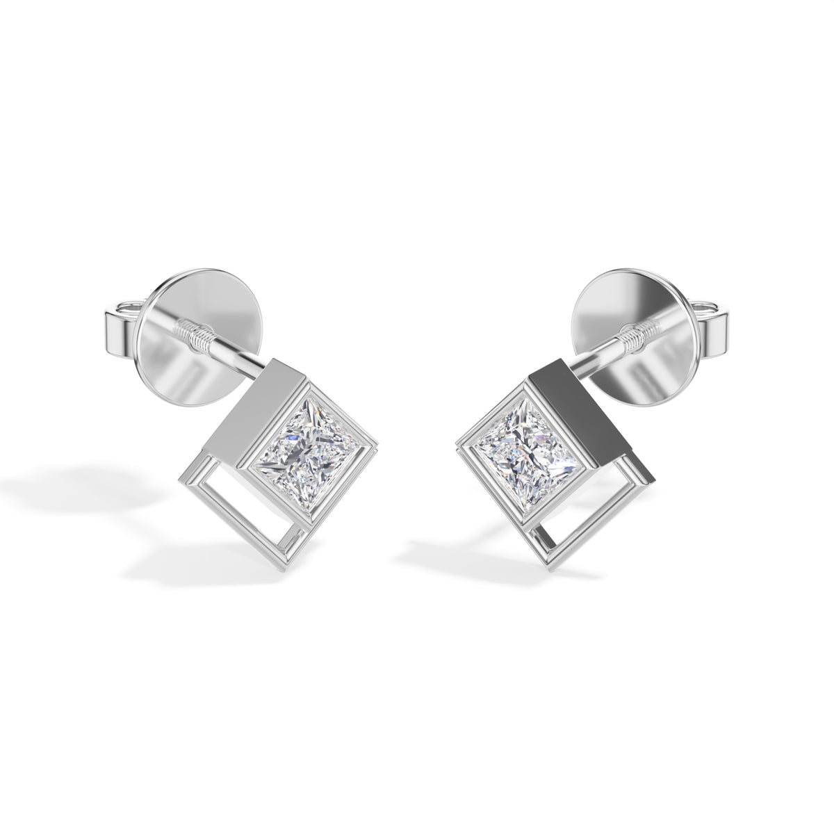 Vega Studs Princess Lab Grown Diamond Double Frame