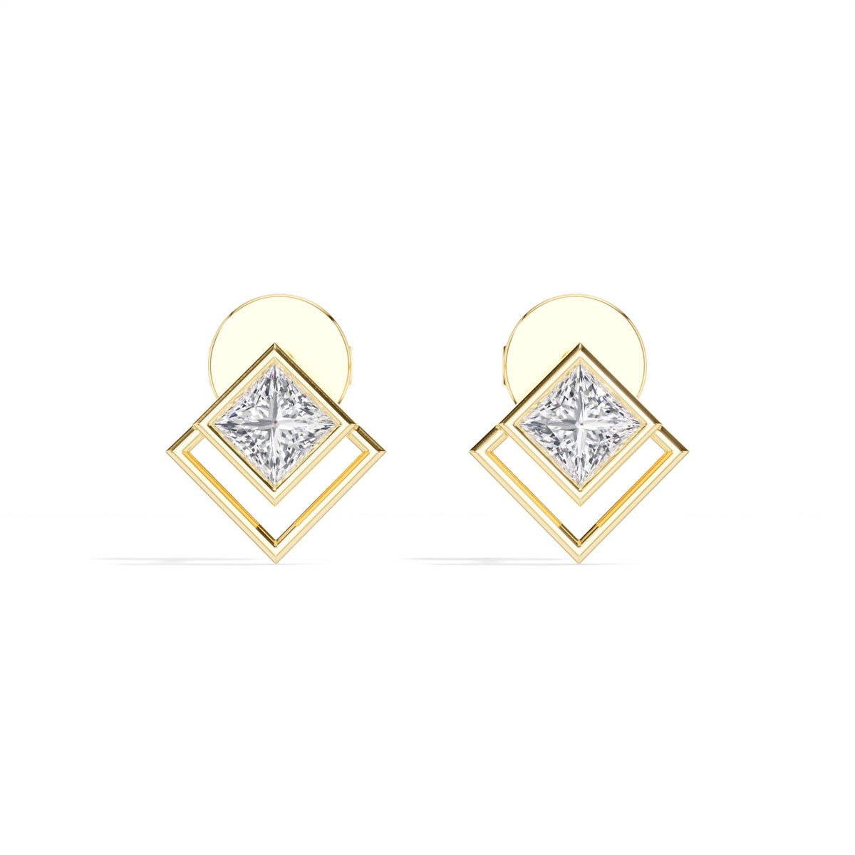 Vega Studs Princess Lab Grown Diamond Double Frame