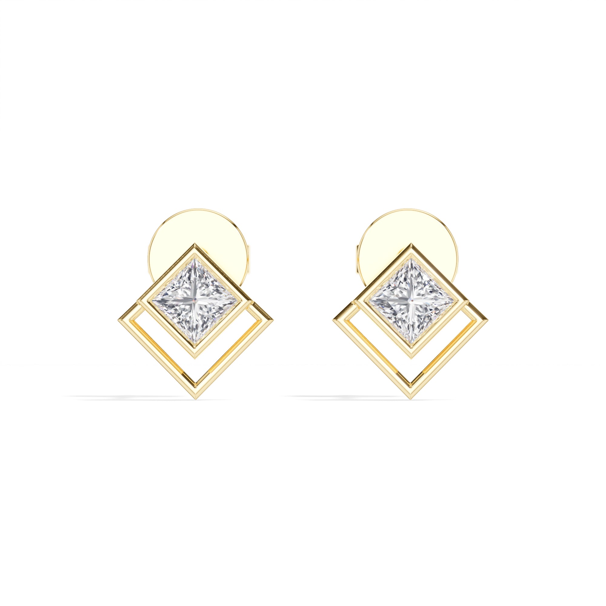 Vega Studs Princess Lab Grown Diamond Double Frame
