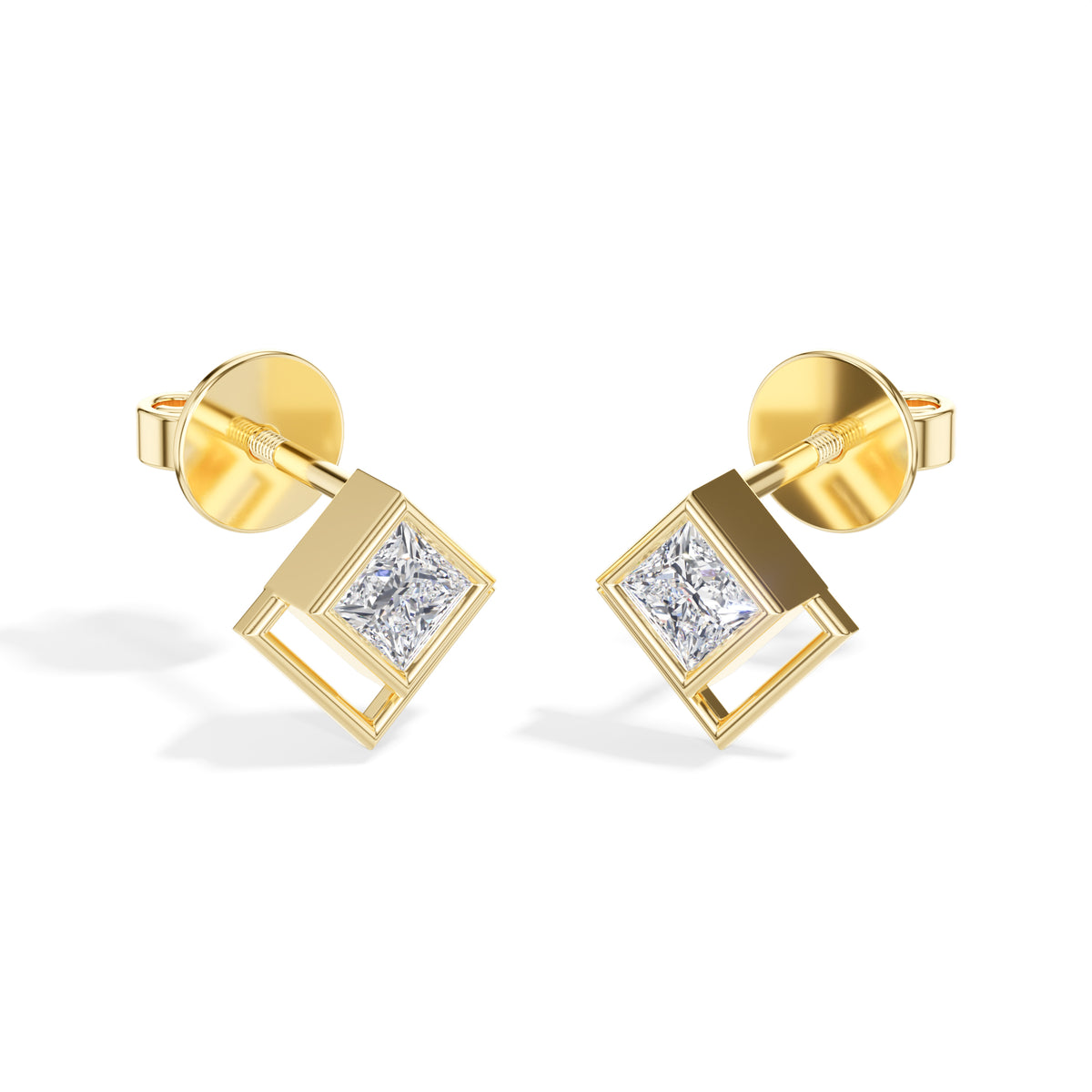 Vega Studs Princess Lab Grown Diamond Double Frame