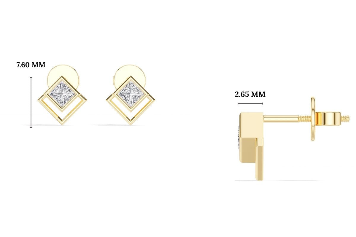 Vega Studs Princess Lab Grown Diamond Double Frame