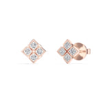 Quatra Studs Round Lab Grown Diamond Quatrefoil Four Petal