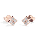 Quatra Studs Round Lab Grown Diamond Quatrefoil Four Petal