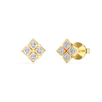 Quatra Studs Round Lab Grown Diamond Quatrefoil Four Petal