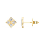 Quatra Studs Round Lab Grown Diamond Quatrefoil Four Petal