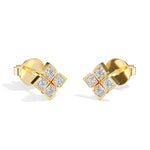 Quatra Studs Round Lab Grown Diamond Quatrefoil Four Petal
