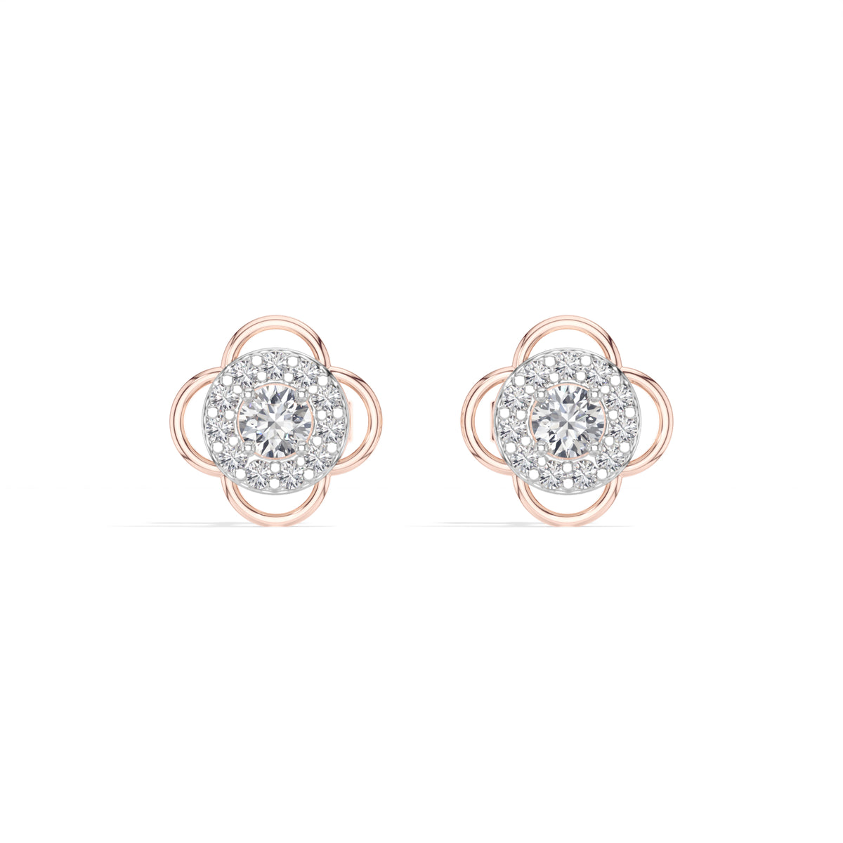 Flora Studs Round Lab Grown Diamond Pave Flower Halo