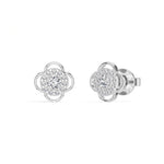 Flora Studs Round Lab Grown Diamond Pave Flower Halo