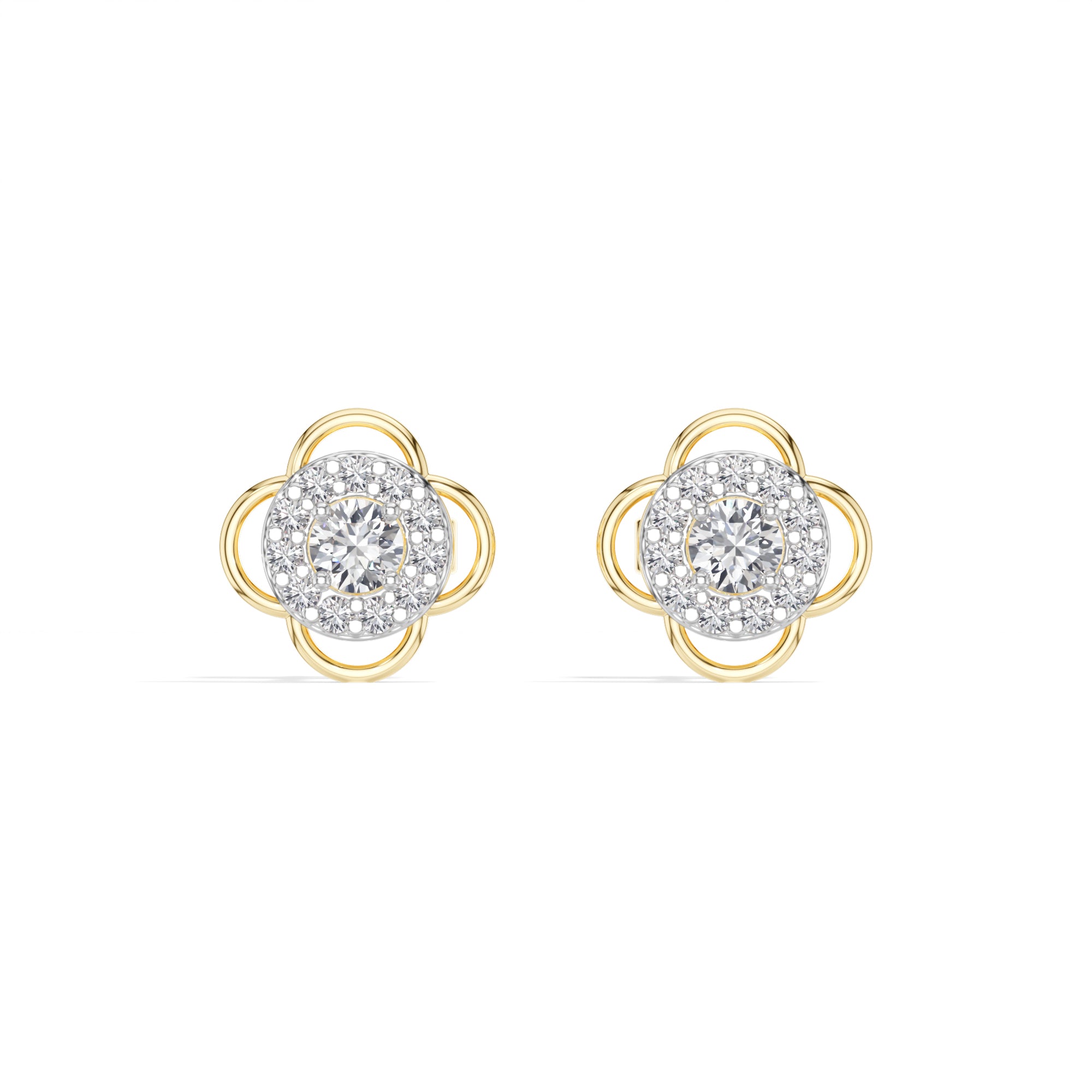 Flora Studs Round Lab Grown Diamond Pave Flower Halo