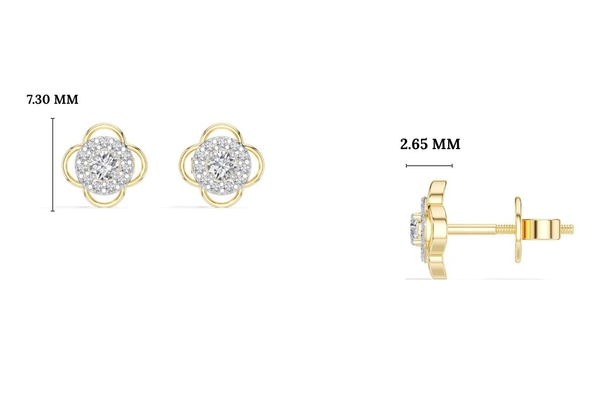 Flora Studs Round Lab Grown Diamond Pave Flower Halo