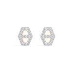 Hex Studs Round Lab Grown Diamond Open Hexagon Pave Border