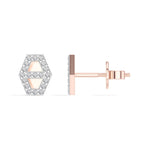 Hex Studs Round Lab Grown Diamond Open Hexagon Pave Border
