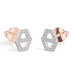 Hex Studs Round Lab Grown Diamond Open Hexagon Pave Border