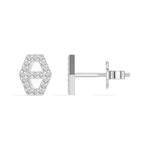Hex Studs Round Lab Grown Diamond Open Hexagon Pave Border
