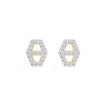 Hex Studs Round Lab Grown Diamond Open Hexagon Pave Border