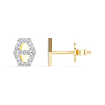 Hex Studs Round Lab Grown Diamond Open Hexagon Pave Border